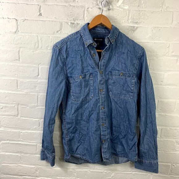 BP.Alex Costa Women's Collared Denim Button Down Shirt Long Sleeve Blue Size S - Picture 1 of 5